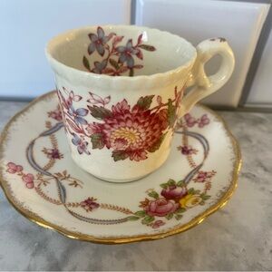 Vintage Mismatched Teacup and Saucer Set English Bone China Spode Copeland